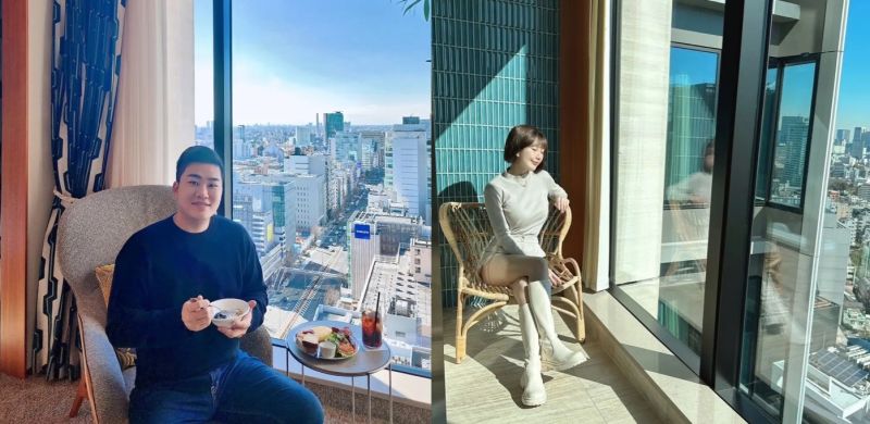 ▲Joeman貼出飯店系列照表示自己還未開工，意外發現女友妮婭也在照片中，顯見兩人正在日本甜蜜度假。（圖/Joeman臉書）