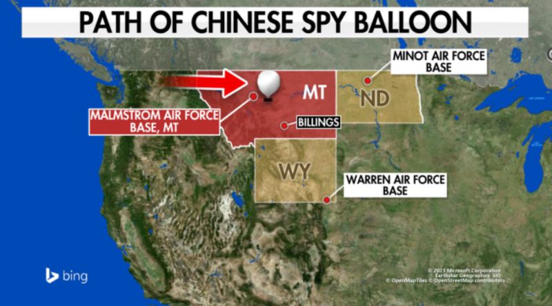 ▲美國公布中國高空偵察氣球侵入本土領空一事升溫至外交事件，國務卿布林肯臨時取消訪中行程。（圖／翻攝自Fox Weather）