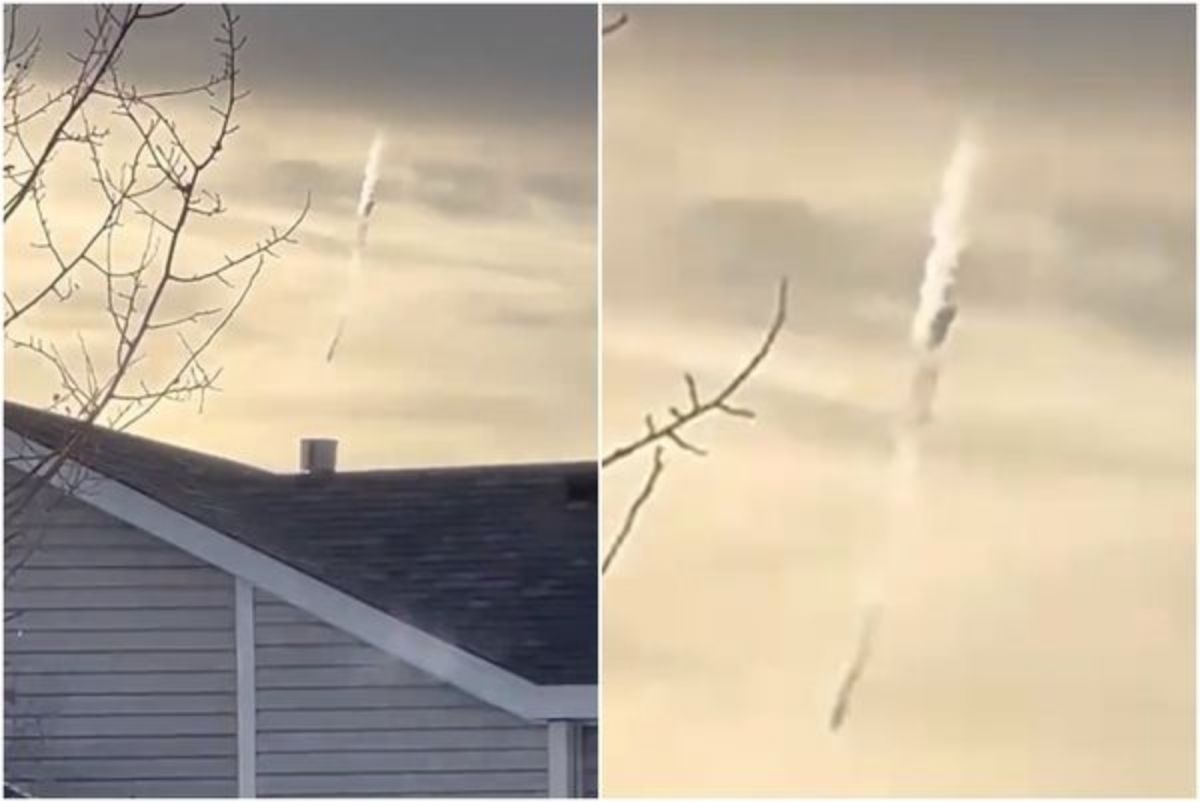 ▲美國推特上盛傳疑似中國偵查氣球被擊落的畫面，但已遭國防部否認。（圖／翻攝自推特）