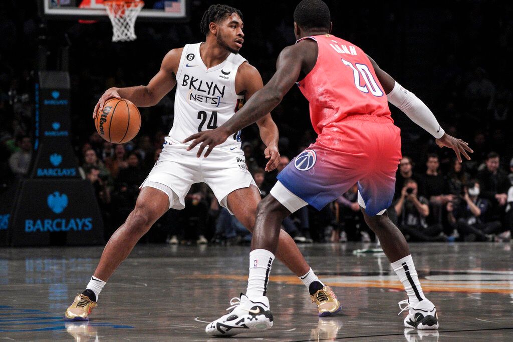 ▲籃網小將Cam Thomas砍下生涯新高44分（圖／美聯社／達志影像）