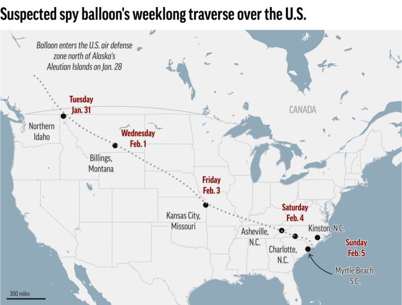 ▲美國2日宣布在蒙大拿州上空發現一顆入侵領空的中國間諜氣球後，3日拉丁美洲上空也發現一顆。匿名消息人士透露，可能還有第3顆。（圖／美聯社／達志影像）