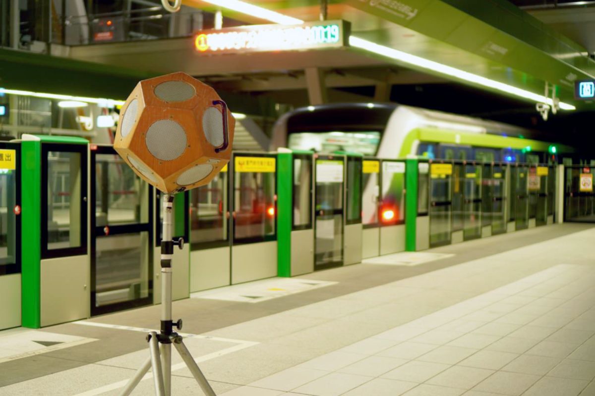 ▲台灣聲景協會導入irs-impulse-response-空間聲響模擬技術，收錄站體空間聲響資料(圖／中捷公司提供2023.2.6)