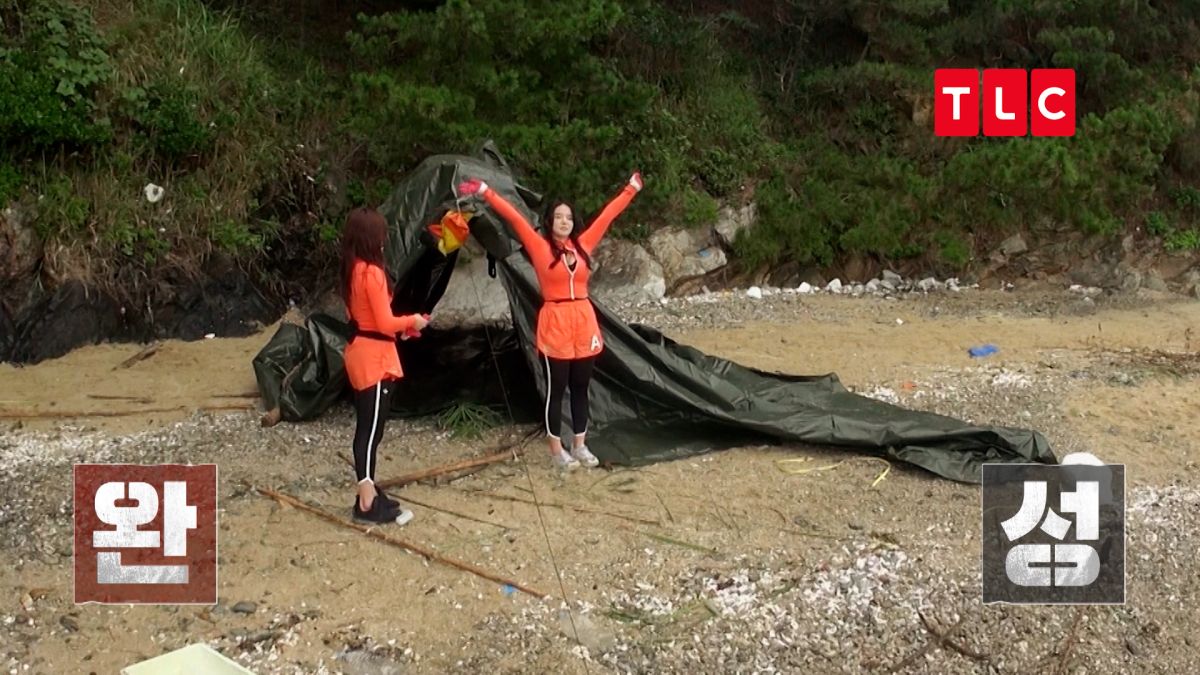 ▲素人登島第一天的求生任務，是徒手打造棲身居所。（圖／TLC旅遊生活頻道）