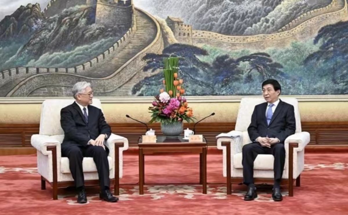 ▲國民黨副主席夏立言10日傍晚會見中共中央政治局常委王滬寧，引發國內外輿論譁然。（圖／國民黨提供）