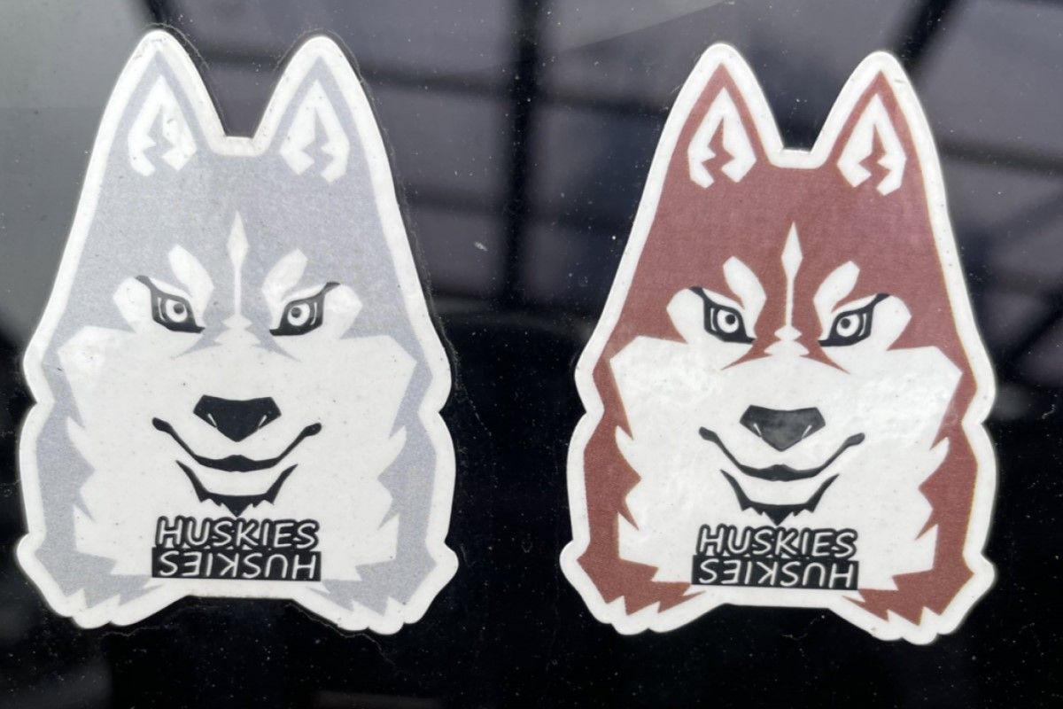 ▲推主在車上貼兩張哈士奇貼紙示警，眾人見狗狗本人卻笑翻了。（圖／Twitter：xxhama2）