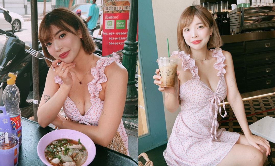 ▲阿圓近日到泰國旅遊，似乎是因為洋裝太過性感，在拍照時竟然被路人吃豆腐。（圖／翻攝自阿圓IG）