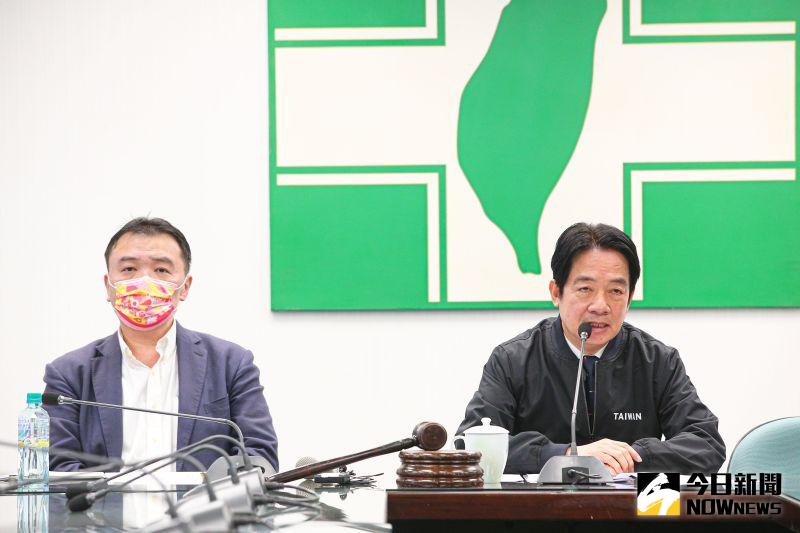 ▲賴清德、許立明舉行記者會，說明民進黨排黑加嚴內容。（圖／記者葉政勳攝，2023.02.15）