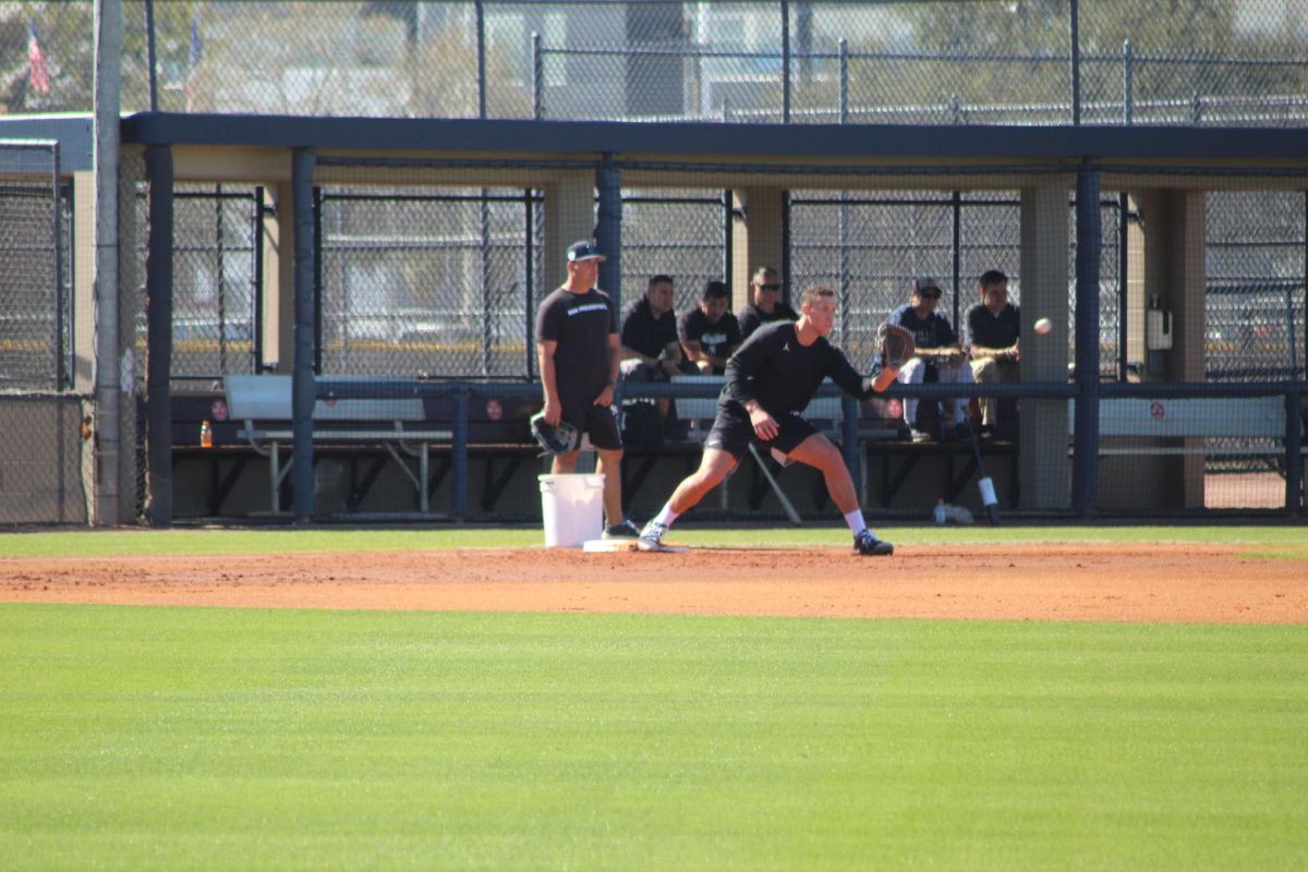 ▲洋基隊明星外野手「法官」Aaron Judge在春訓擔任一壘手(圖/Bryan Hoch推特)