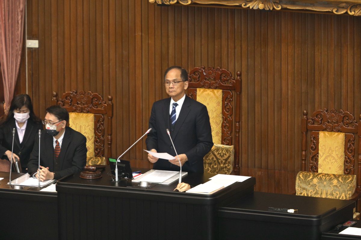 ▲ 游錫堃左側空位是總統到立院國情報告時所坐，但目前從未有總統坐過。（資料照片）