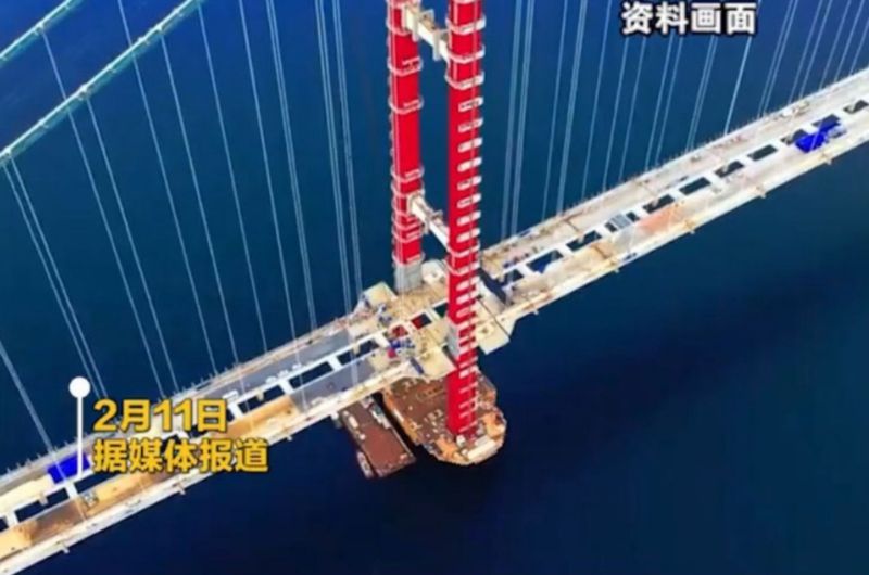 ▲中國官方宣稱土國的「1915恰納卡萊大橋」是中企承建、所以未在大地震中倒塌一事遭到打臉。（圖／翻攝自推特）