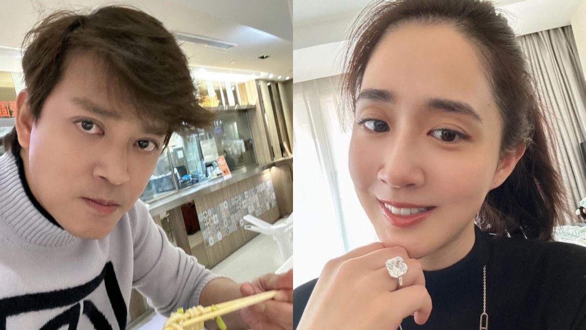 ▲陳曉東（左）趁著西洋情人節特別送上101朵玫瑰花，以及一顆超大鑽戒給妻子王妤嫻（右）。（圖／翻攝陳曉東IG、王妤嫻小紅書）