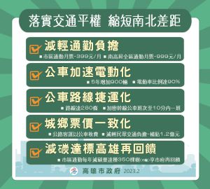 ▲高雄市長陳其邁宣布，未來高雄市公共運輸配套規劃設立5大目標。（圖／高雄市政府提供）