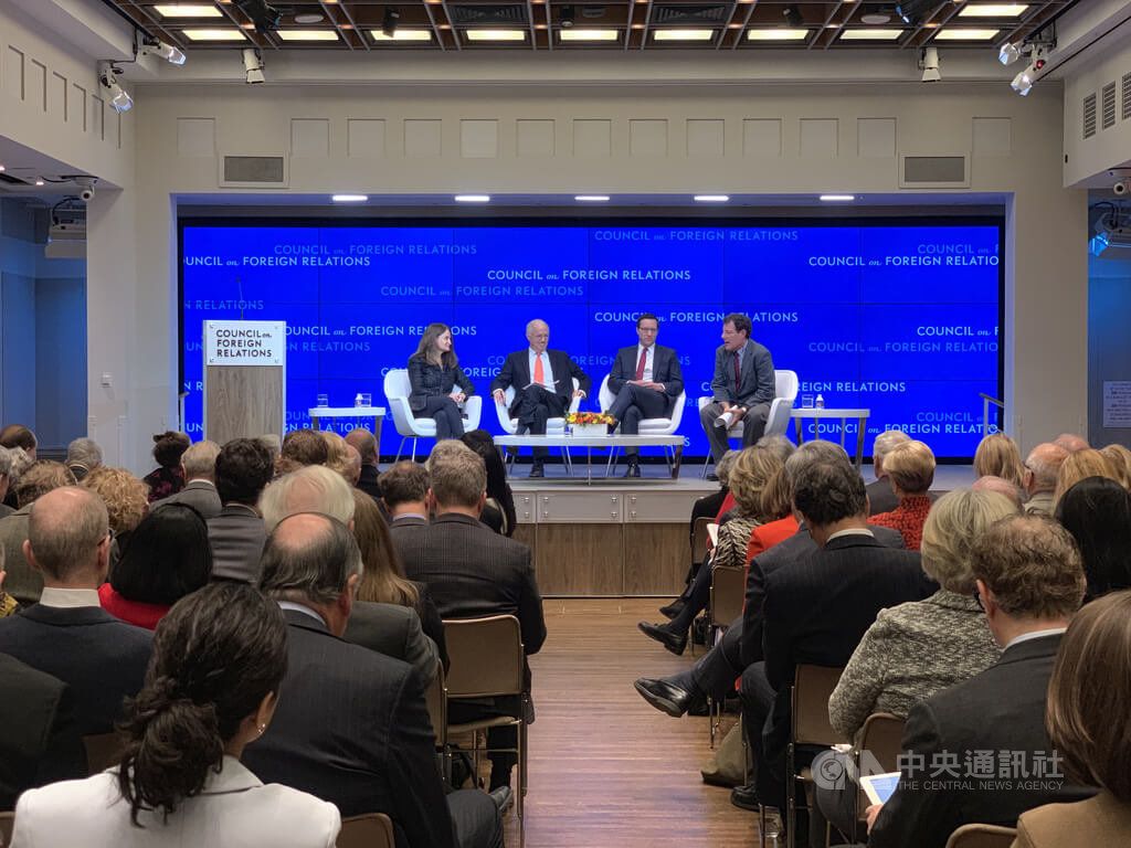 ▲美國智庫外交關係協會成立於1921年，總部設在紐約，在國際議題分析與促進對話上深具影響力。圖為2019年2月19日協會舉辦研討會。中央社記者尹俊傑紐約攝 112年3月2日