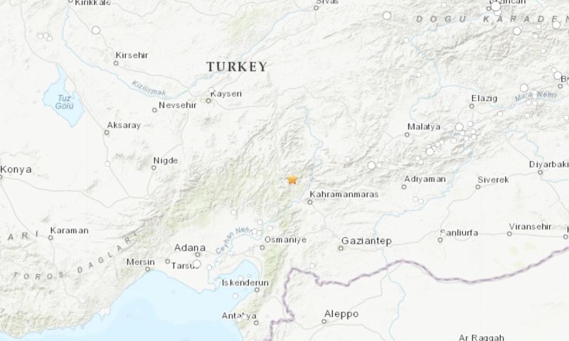 ▲土耳其發生規模5極淺層強震。（圖／翻攝自USGS）