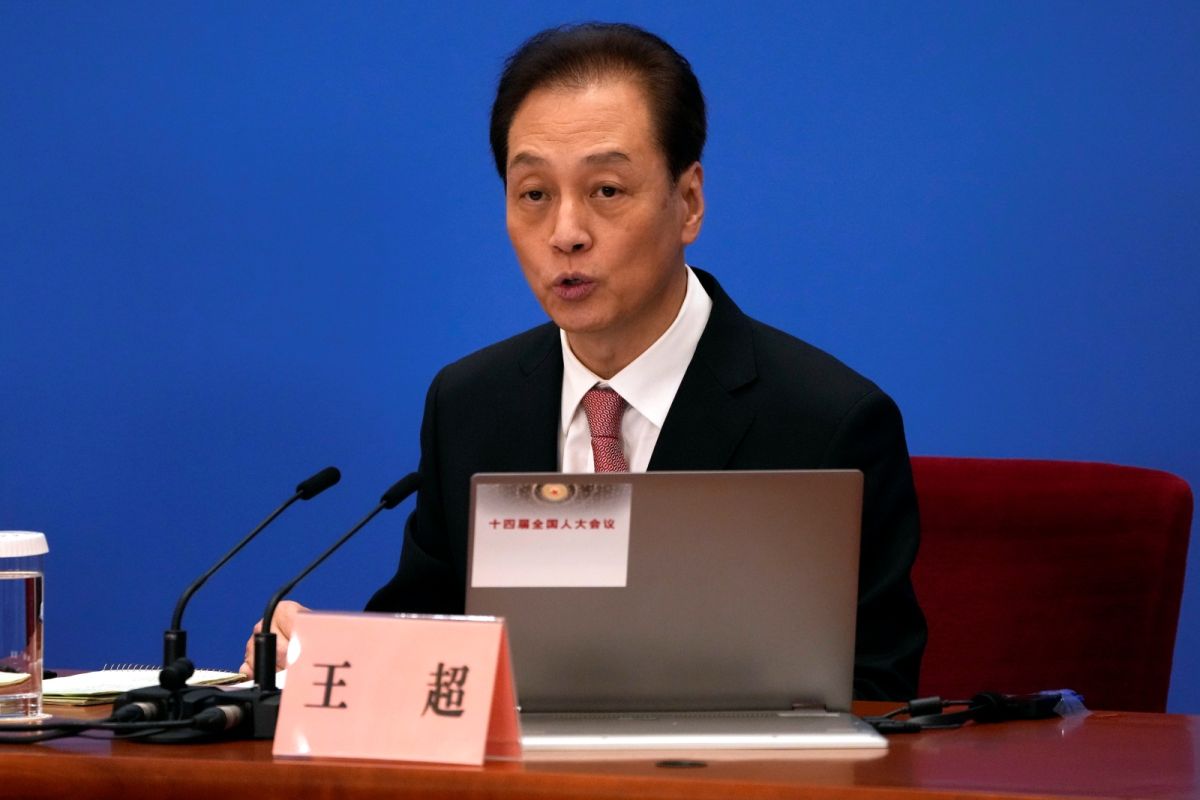 ▲中國全國人大發言人王超今天說，14屆全國人大一次會議於5日開幕，13日上午閉幕，會期8天半。（圖／美聯社／達志影像）