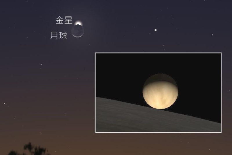 ▲天文奇景「月掩金星」將在本週五（3/24）晚間19點52分前後發生，上一次能如此清楚觀賞已經是一百多年前的1895年。（圖／台北市立天文館提供）