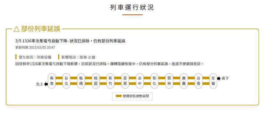 ▲高鐵誤點。（圖／翻攝自高鐵官網）