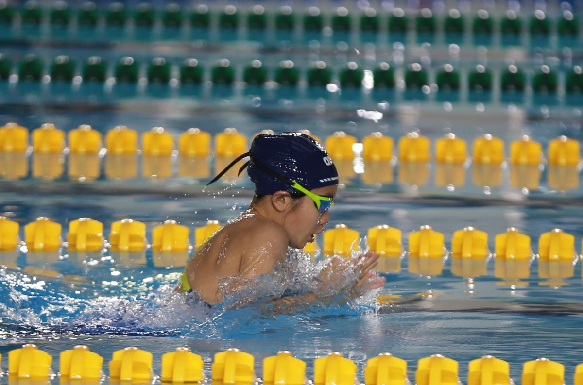 ▲何康婗在50蛙破了第二個大會紀錄。全國游泳協會提供