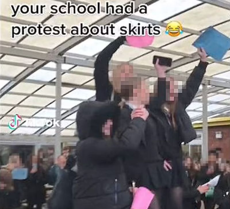 ▲英國近日陸續有學校出現學生抗議活動，有英國媒體聲稱，這是因為TikTok的過度影響力帶來的連鎖反應。（圖／翻攝自每日郵報）