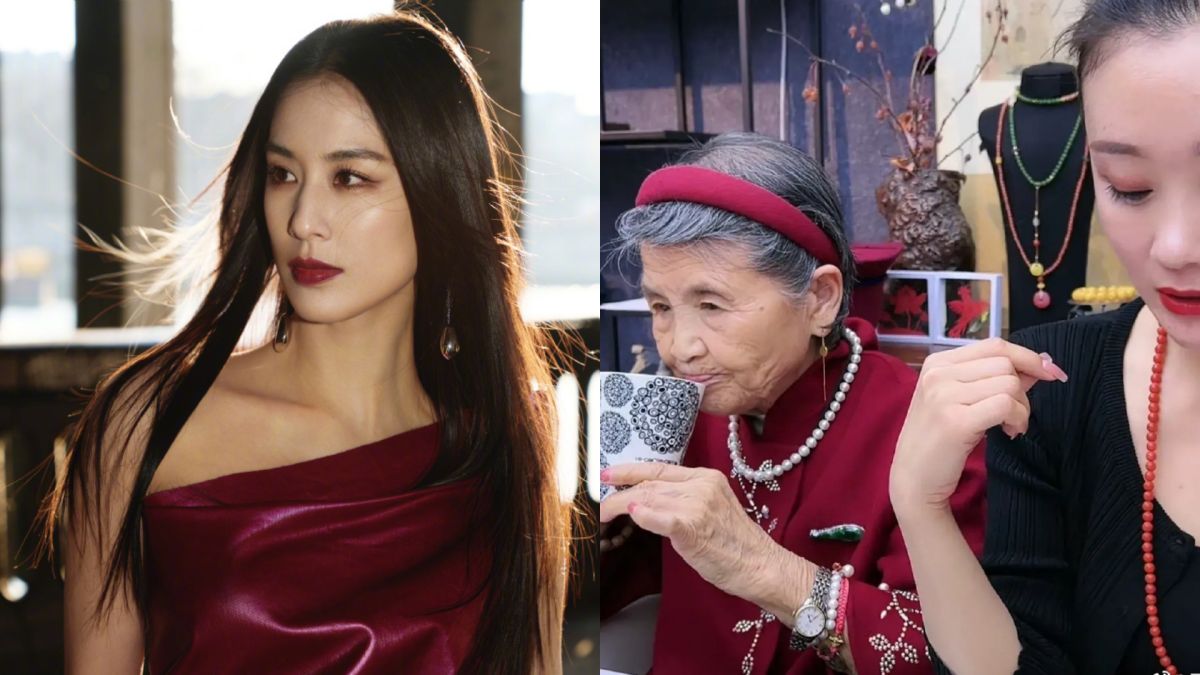 ▲中國女星黃聖依（左），近日讓高齡90歲的婆婆現身直播幫忙帶貨，引發爭議。（圖／翻攝微博）