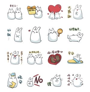 LINE免費貼圖12組!下載「隱藏版」懶得鳥你:討拍嗨起來 ▲「LINE禮物 × 廢物兔子」免費貼圖。(圖/翻攝自LINE)