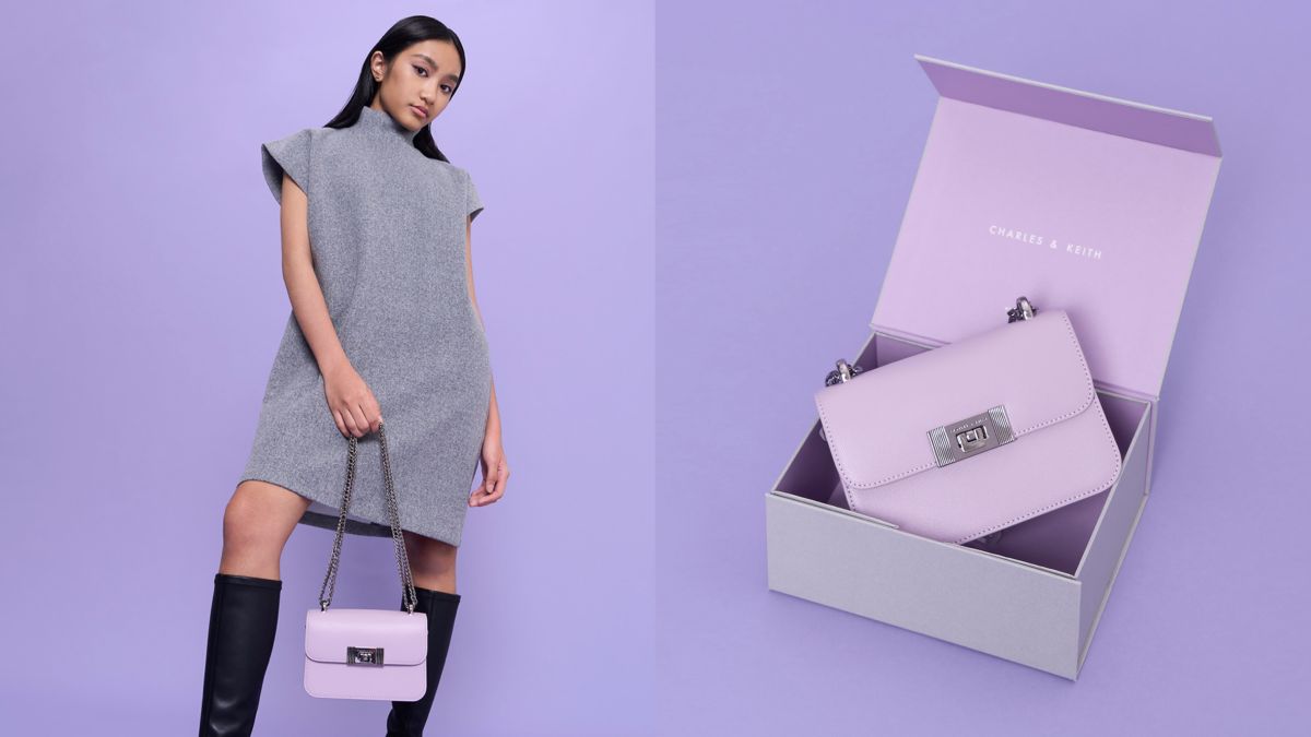 ▲17歲新加坡少女Zoe Gabriel在TikTok曬父親送的CHARLES & KEITH「人生第一個精品包」，遭酸民嘲笑引發熱議。「小CK」不僅邀她共進午餐並餽贈2款包包力挺，還邀Zoe為國際婦女節紫色專屬包款拍攝時尚廣告。（圖／CHARLES & KEITH提供）