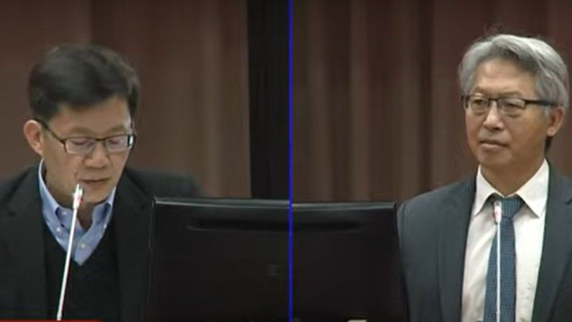 ▲中研院長廖俊智（右）今（13）日分析高教人才斷層主因。（圖／翻攝國會頻道）