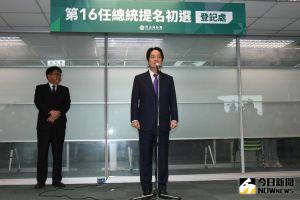 ▲賴清德赴民進黨中央黨部登記參與總統初選，潘孟安陪同現身。（圖／記者林調遜攝，2023.03.15）