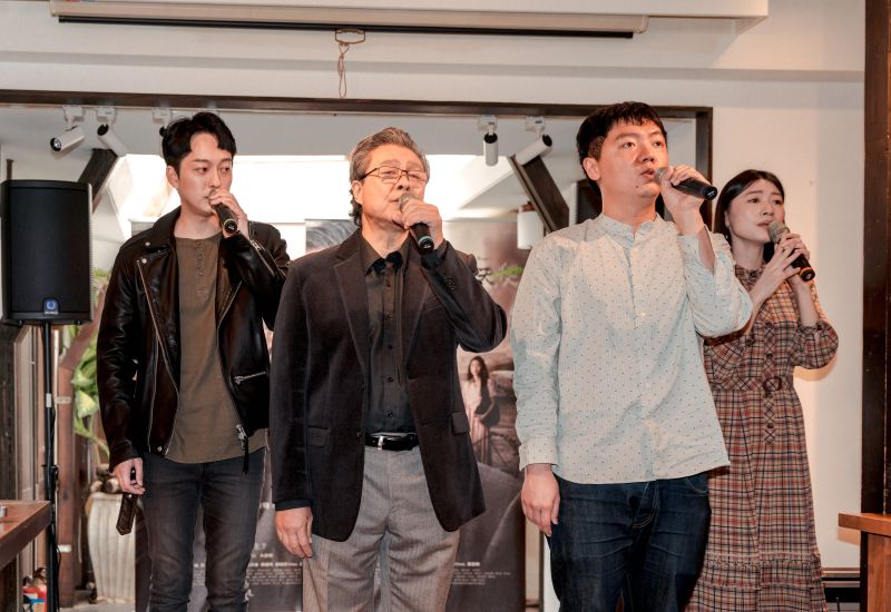 ▲左起于浩威、楊烈、雷昇與李曼出席音樂劇《熱帶天使》記者會。（圖／SML樂劇創製）