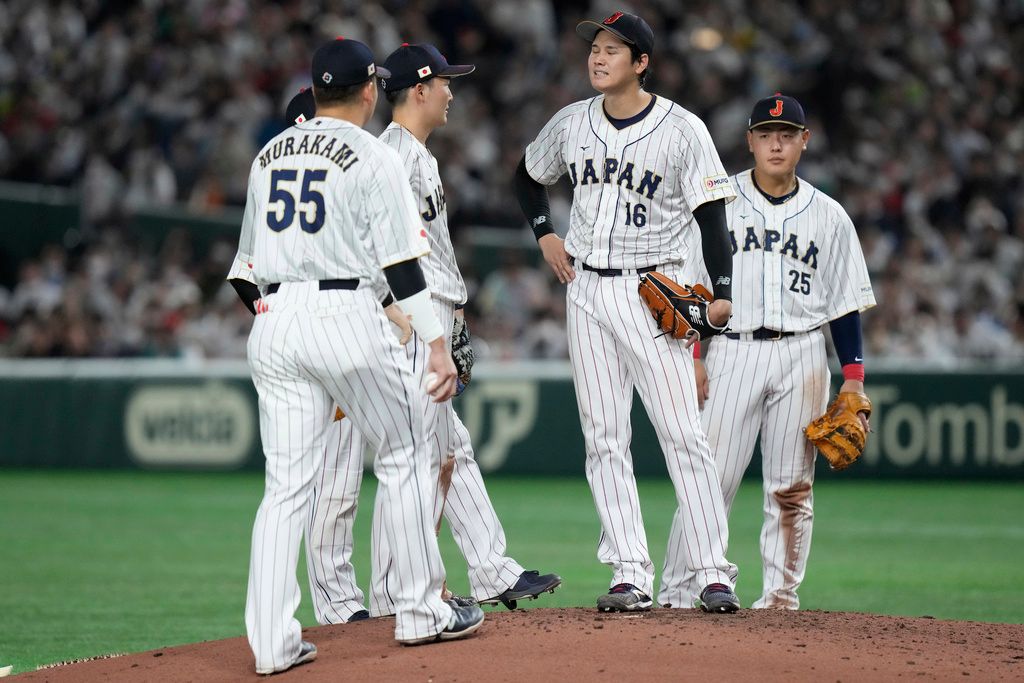 ▲大谷翔平完成對義大利隊4.2局的投球退場（圖／美聯社／達志影像）