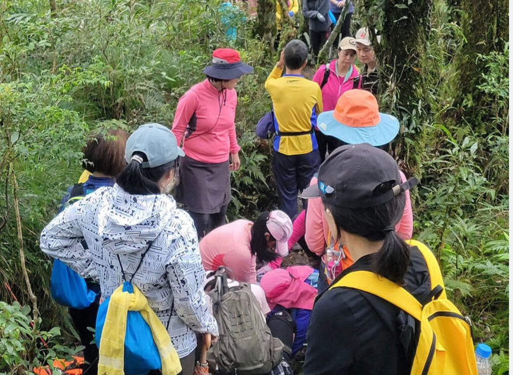 ▲年約7旬男子與友人到台東攀登都蘭山，卻不慎失足滑倒，當場無呼吸心跳，台東縣消防局指揮中心獲報先透過電話，指導報案者幫患者做心肺復甦術（CPR），在場十餘名熱心山友輪番實施CPR搶救生命，可惜最終男子仍宣告不治。（台東縣消防局提供）中央社記者李先鳳傳真 112年3月19日