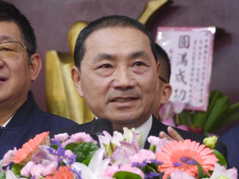 ▲國民黨新北市議會黨團交接典禮，侯友宜致詞感謝朱立倫「回娘家」關心新北市的大小事。（圖 ／記者吳嘉億攝，2023.03.20）