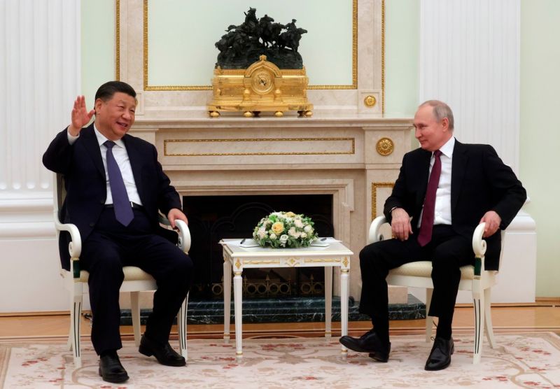 ▲中國國家主席習近平與俄羅斯總統蒲亭在克里姆林宮會晤。（圖／美聯社／達志影像）
