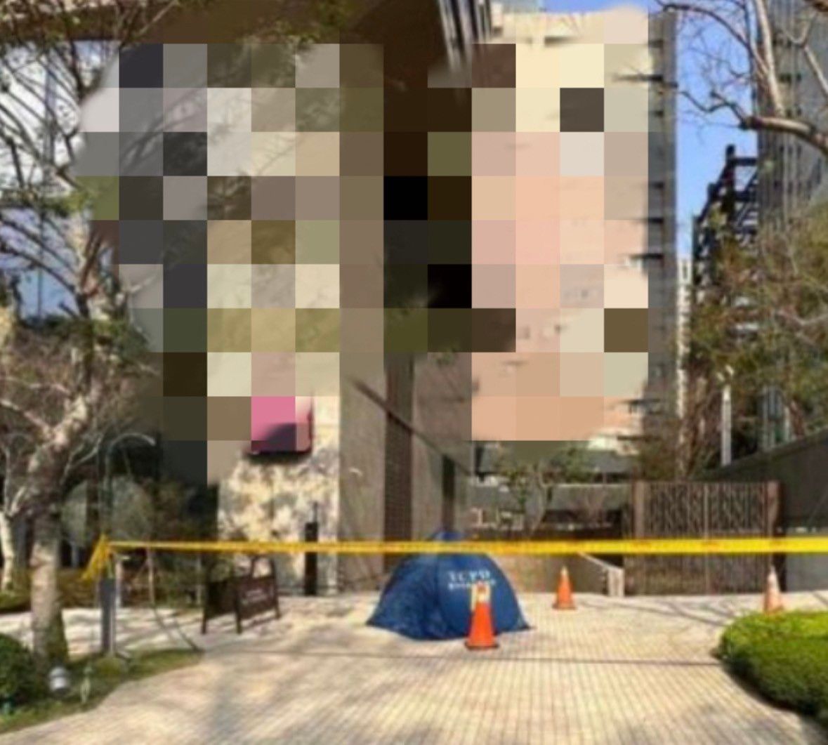 ▲16日西屯區一處商辦大樓，忽然有人從26樓墜下，當場死亡。（圖／翻攝畫面）