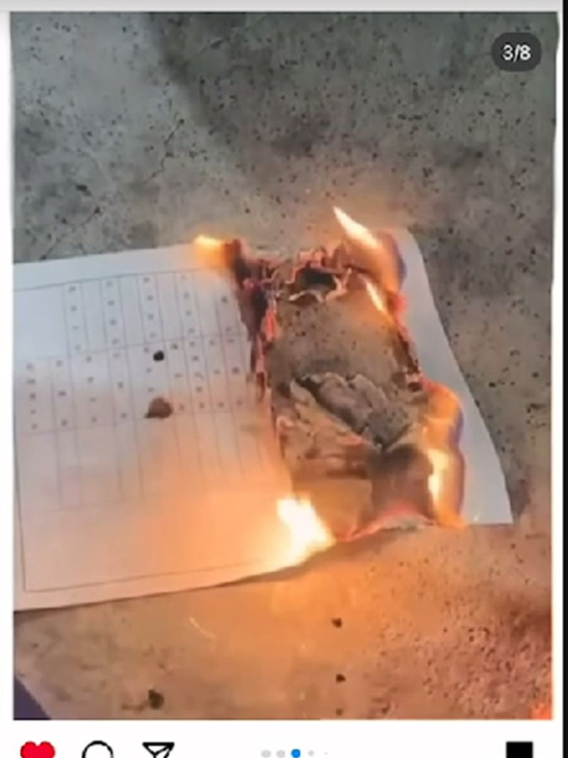 ▲被逼到無路可走的甲生,氣得把自主休學單和切結書燒毀。(圖/人本教育基金會提供,2023.03.24)