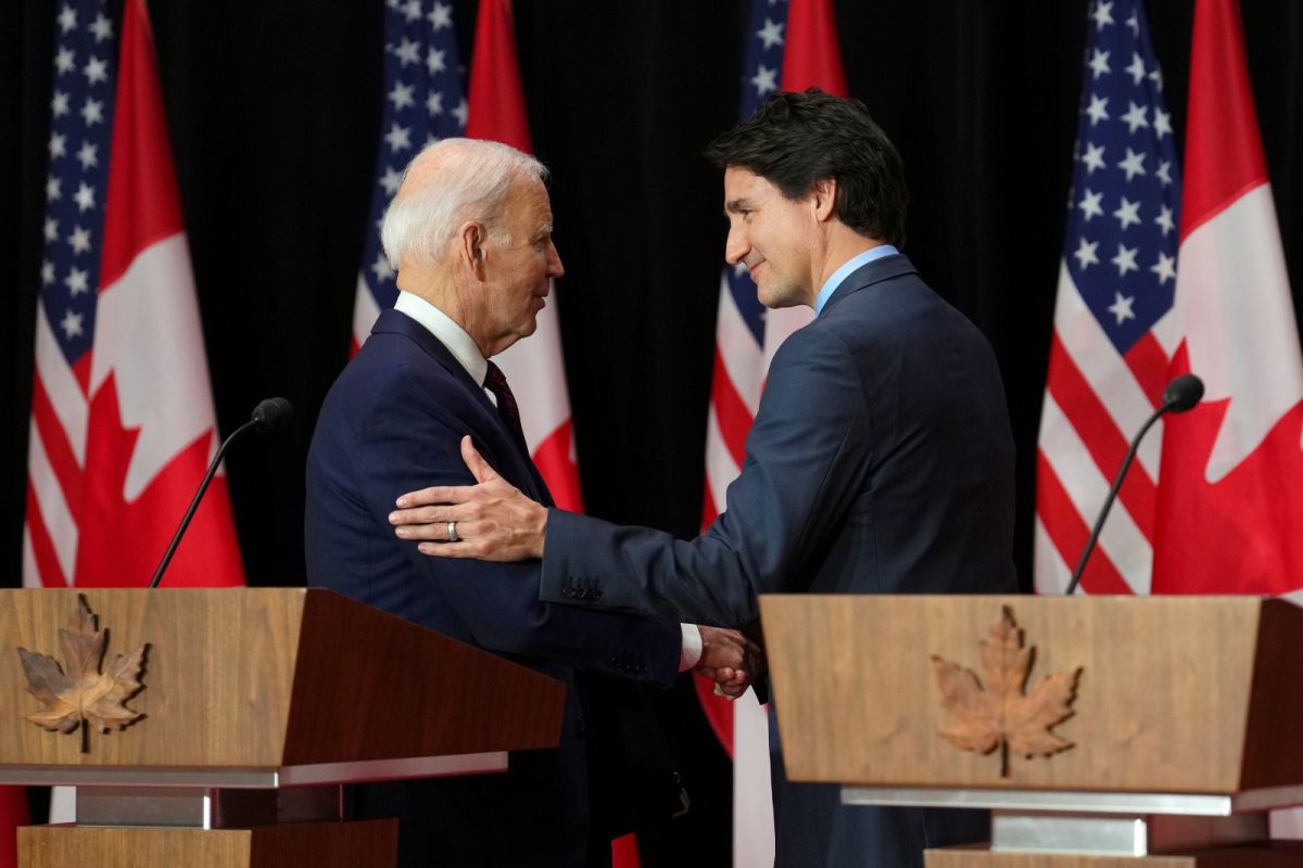 ▲美國總統拜登與加拿大總理杜魯道發表聯合聲明，美加在台灣議題的基本立場不變，維護台海和平穩定是國際社會安全與繁榮不可或缺的要素。（圖／美聯社／達志影像）