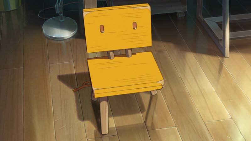 ▲新海誠公開《鈴芽之旅》鈴芽的椅子缺腳原因。（圖／車庫娛樂）