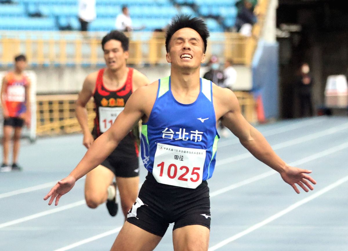 ▲臺北市葛吳諺明（前）首度在公開男400公尺摘金。官方提供