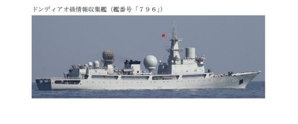 ▲中國海軍815型電子偵察艦開陽星艦（舷號796）。（圖／統合幕僚監部）