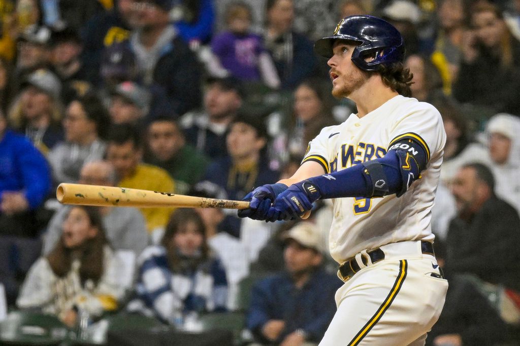 ▲釀酒人三壘手Brian Anderson繳出單場雙響砲、6分打點表現（圖／美聯社／達志影像）