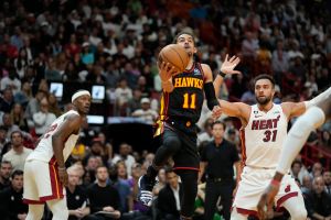 Trae Young ▲老鷹在主將Trae Young上籃得手。(圖/美聯社/達志影像)