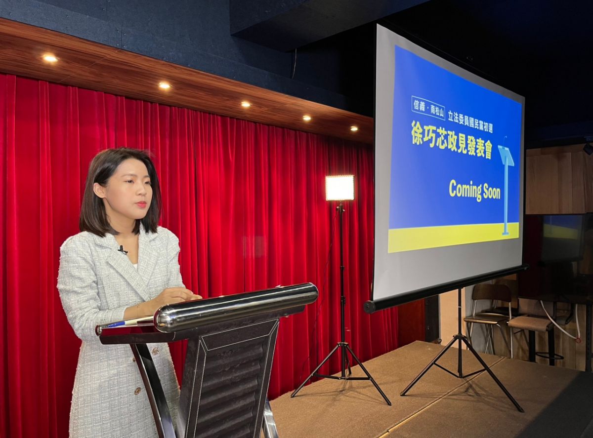 ▲徐巧芯自己舉辦政見發表會。（圖／記者余祥攝，2023.04.13）