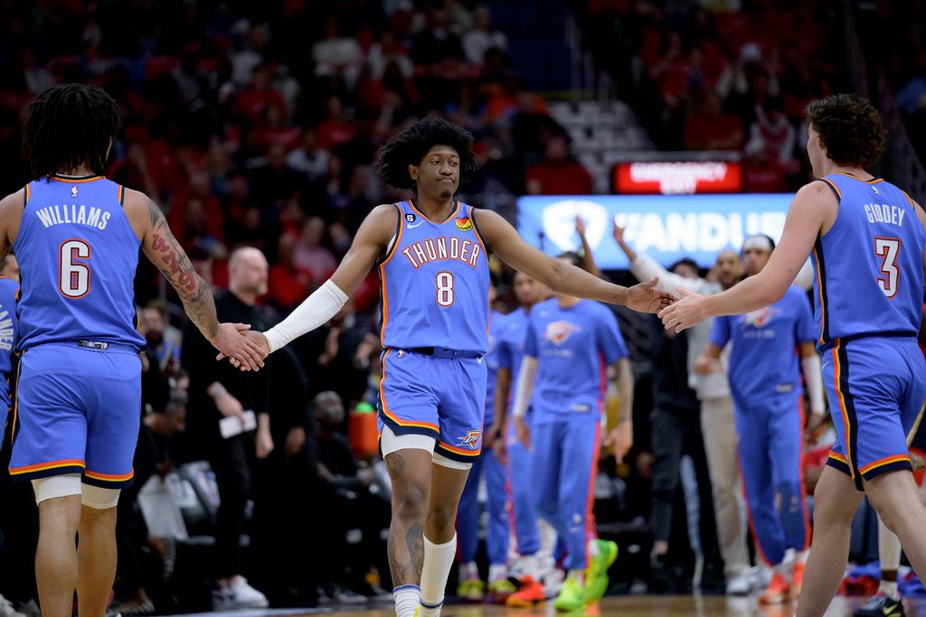 ▲西區排名第10的雷霆，在附加賽爆冷擊敗鵜鶘。（圖／美聯社／達志影像）