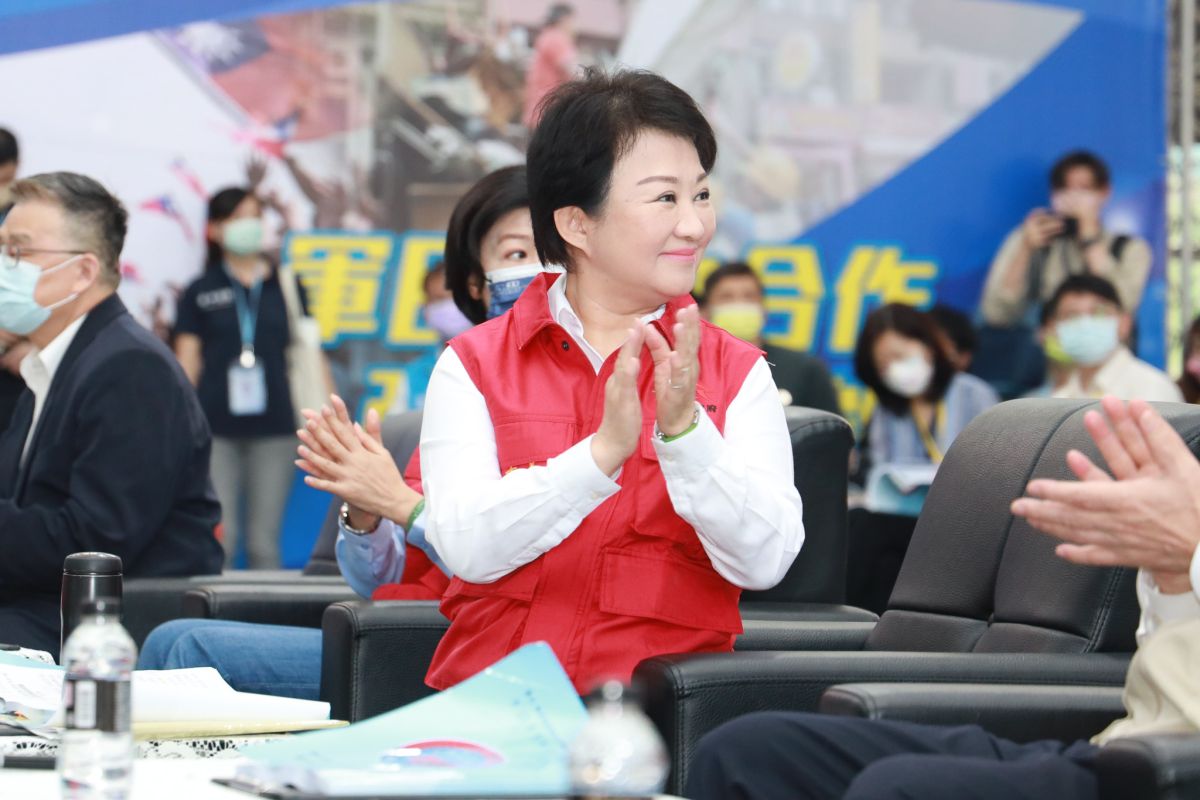 ▲台中市長盧秀燕參與民安演習後表示，中國對台進行貿易壁壘調查，對台中市農業的衝擊不大。（圖／台中市政府提供，2023.04.13）