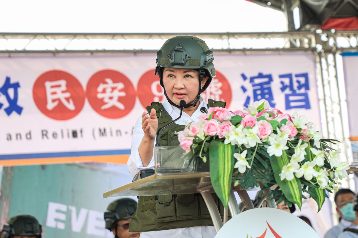 ▲民安9號演習綜合實作，盧秀燕昨全程親自坐鎮。（圖／台中市政府提供，2023.04.14）