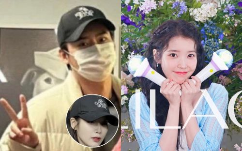 ▲李鍾碩配戴IU周邊商品的行為成為話題。（圖／韓網、IU YouTube、IU Twitter）