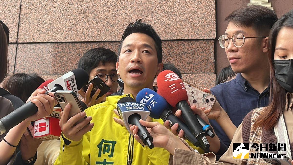 ▲何志偉表示，對手不斷創造撕裂，不惜抹黑栽贓虛構故事，讓整個初選變調。（圖／記者黃宣尹攝，2023.04.19）