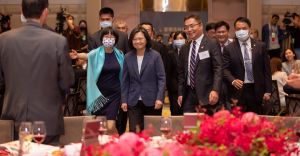 蔡英文出席「台灣美國商會2023年謝年飯晚宴」。 ▲蔡英文出席「台灣美國商會2023年謝年飯晚宴」。(圖/總統府提供)