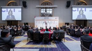 蔡英文出席「台灣美國商會2023年謝年飯晚宴」。 ▲蔡英文出席「台灣美國商會2023年謝年飯晚宴」。(圖/總統府提供)