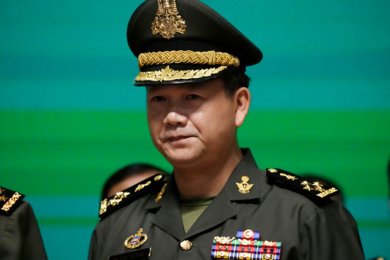 ▲柬埔寨總理洪森長子洪瑪內近日晉升為四星將軍，為接班作好準備。（圖／美聯社／達志影像）